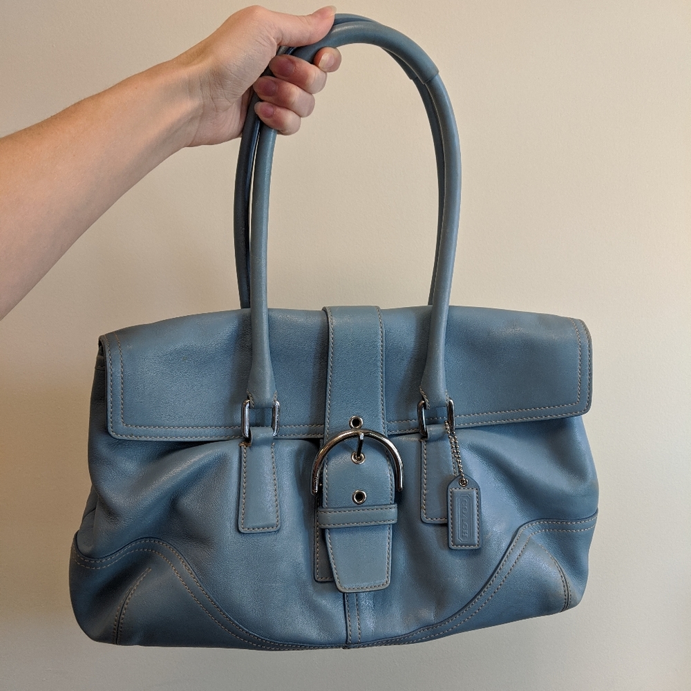 Baby blue leather Coach purse